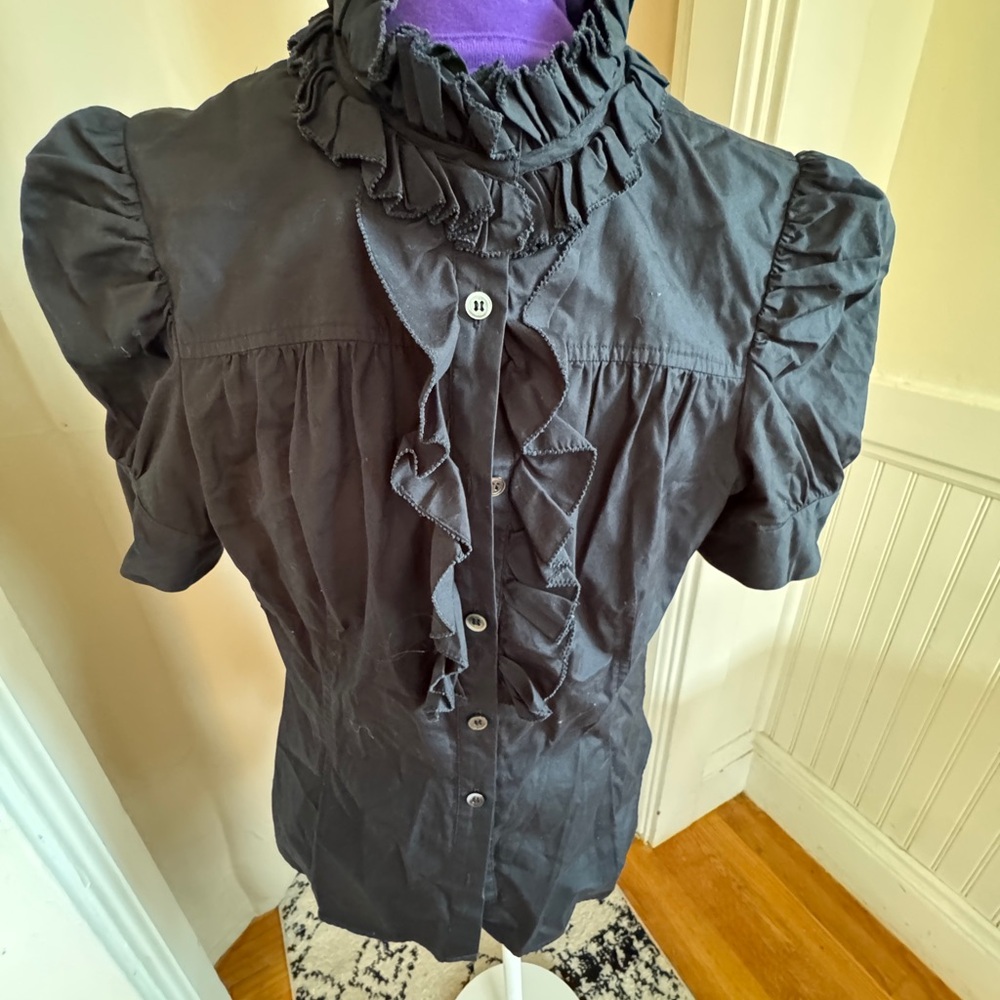 DVF Elegant Black Ruffled Women's Top